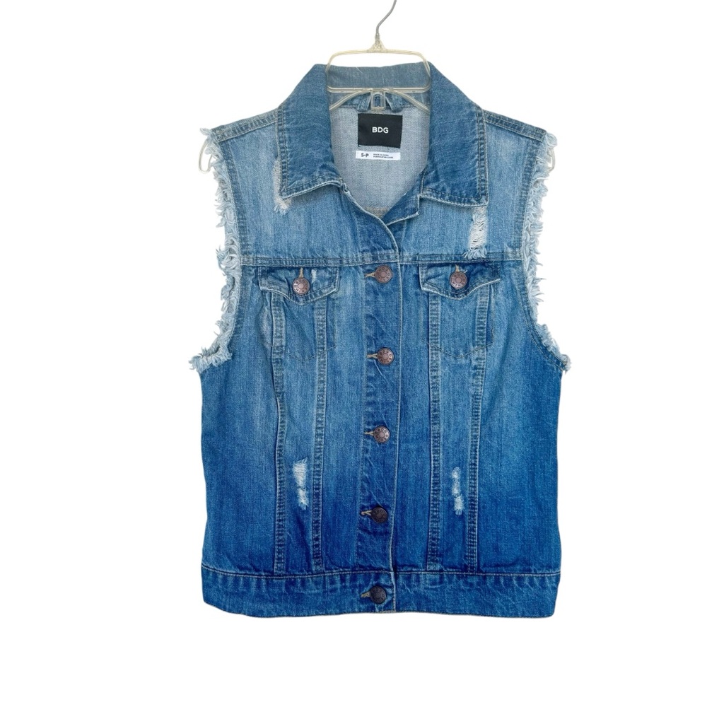 BDG Urban Outfitters Distressed Denim Jean Vest Y2K Layering